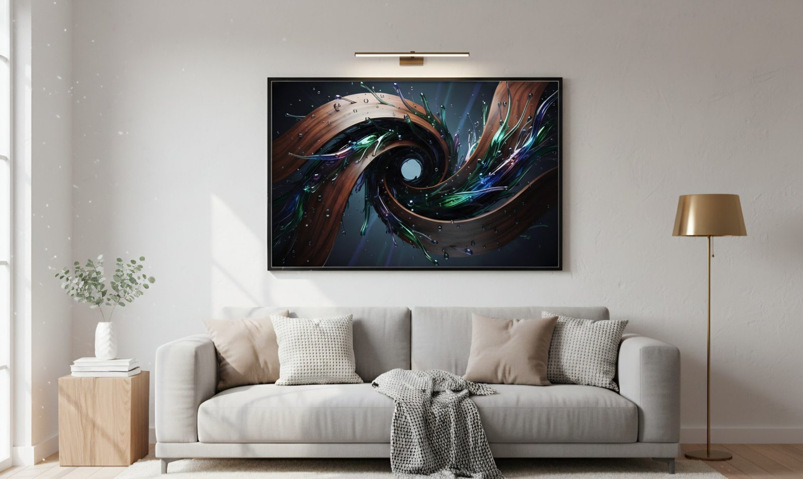 Aetherwood Vortex – Hochauflösendes abstraktes Digital-Kunstwerk als Sofort-Download | Druckbar bis 90 × 50 cm