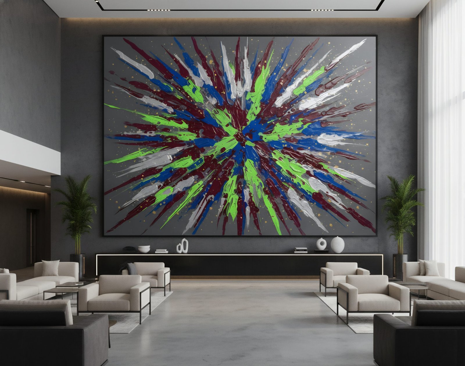 Chromatic Impact Burst – Premium Abstraktes Digital-Kunstwerk als Sofort-Download | Druckbar bis 170 × 120 cm