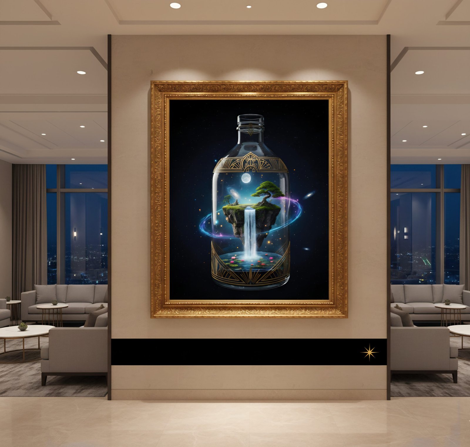 Cosmic Bonsai Realm – Ultra-High-Resolution Fantasy Bottle Universe Art“  Gigantische 10K-Auflösung – Perfekt für Wanddrucke bis XXL-Galerieformat