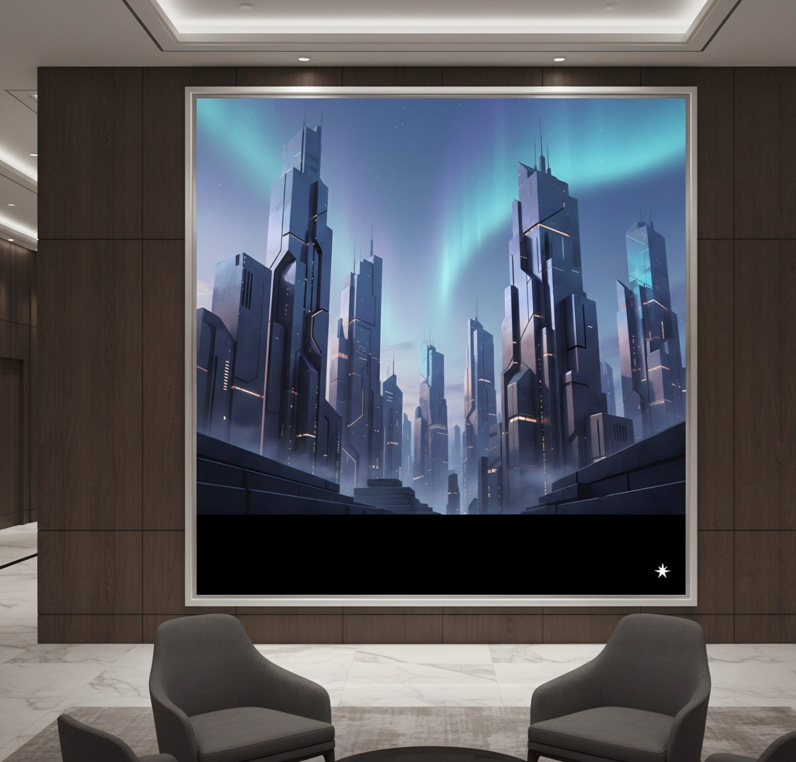 Aurora Nexus City – Ultra-High-Resolution Sci-Fi Megacity Artwork“  Gigantische 10K-Auflösung – ideal für XXL-Wanddrucke in Galeriequalität