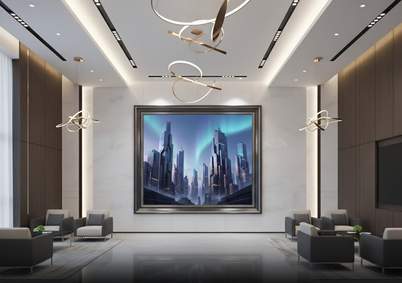 Aurora Nexus City – Ultra-High-Resolution Sci-Fi Megacity Artwork“ Gigantische 10K-Auflösung – ideal für XXL-Wanddrucke in Galeriequalität – Bild 3