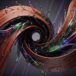 Aetherwood Vortex – Hochauflösendes abstraktes Digital-Kunstwerk als Sofort-Download | Druckbar bis 90 × 50 cm