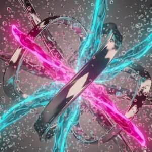 Aqua-Magenta Convergence – Hochauflösendes abstraktes Digital-Kunstwerk als Sofort-Download | Druckbar bis 90 × 50 cm