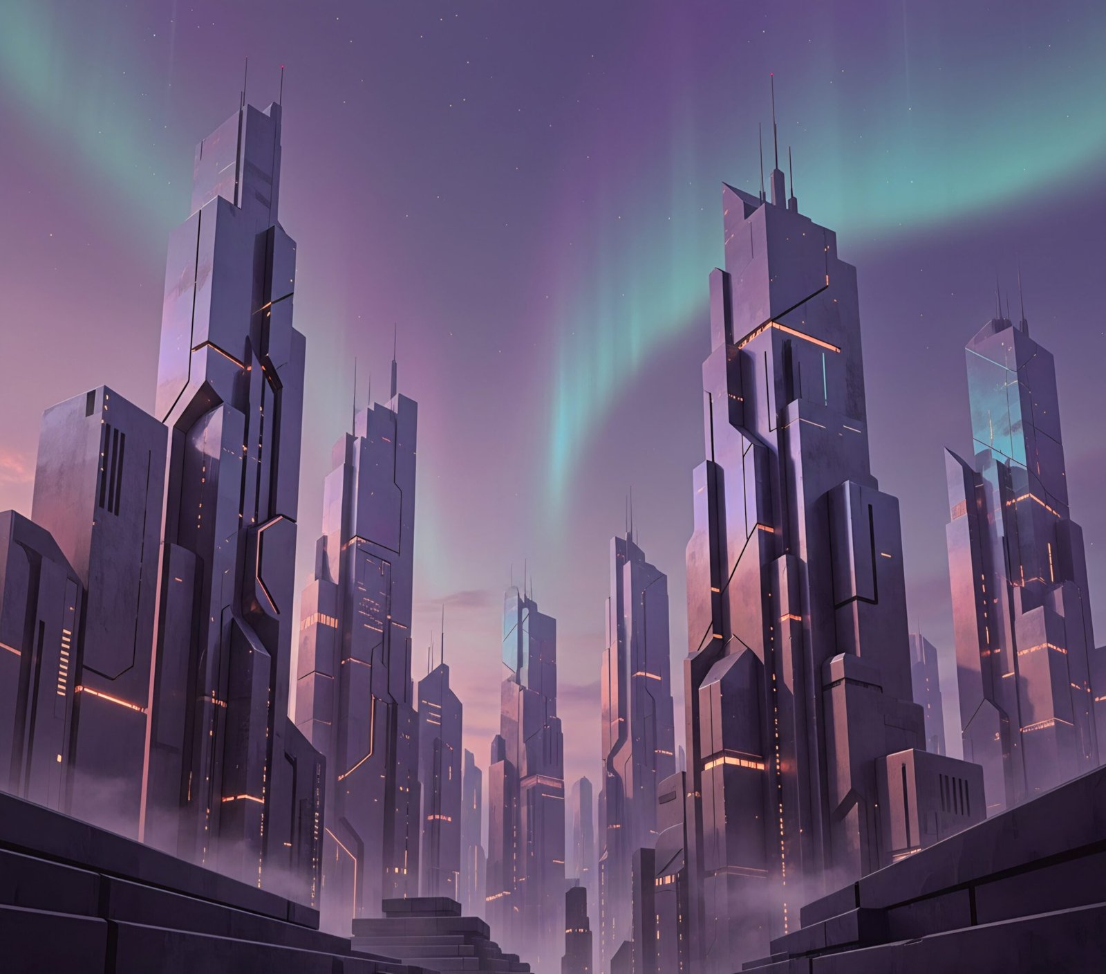 Aurora Nexus City – Ultra-High-Resolution Sci-Fi Megacity Artwork“ Gigantische 10K-Auflösung – ideal für XXL-Wanddrucke in Galeriequalität