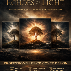 CD Cover Design Serie mit atmosph&auml;rischem Baum Motiv zwischen Licht und Schatten f&uuml;r Metal und Cinematic Musik